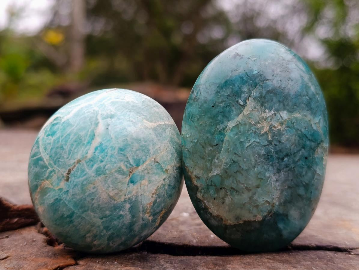 Polished Amazonite Palm Stones x 19 From Madagascar - Toprock Gemstones and Minerals 