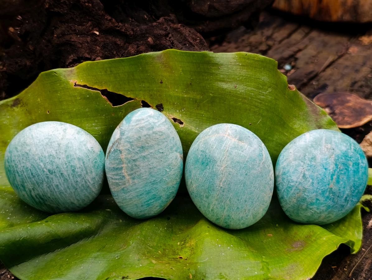 Polished Amazonite Palm Stones x 19 From Madagascar - Toprock Gemstones and Minerals 