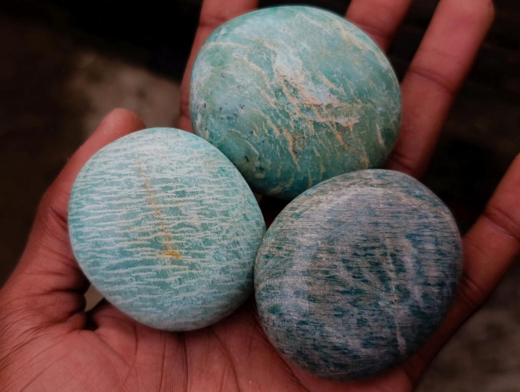 Polished Amazonite Palm Stones x 19 From Madagascar - Toprock Gemstones and Minerals 
