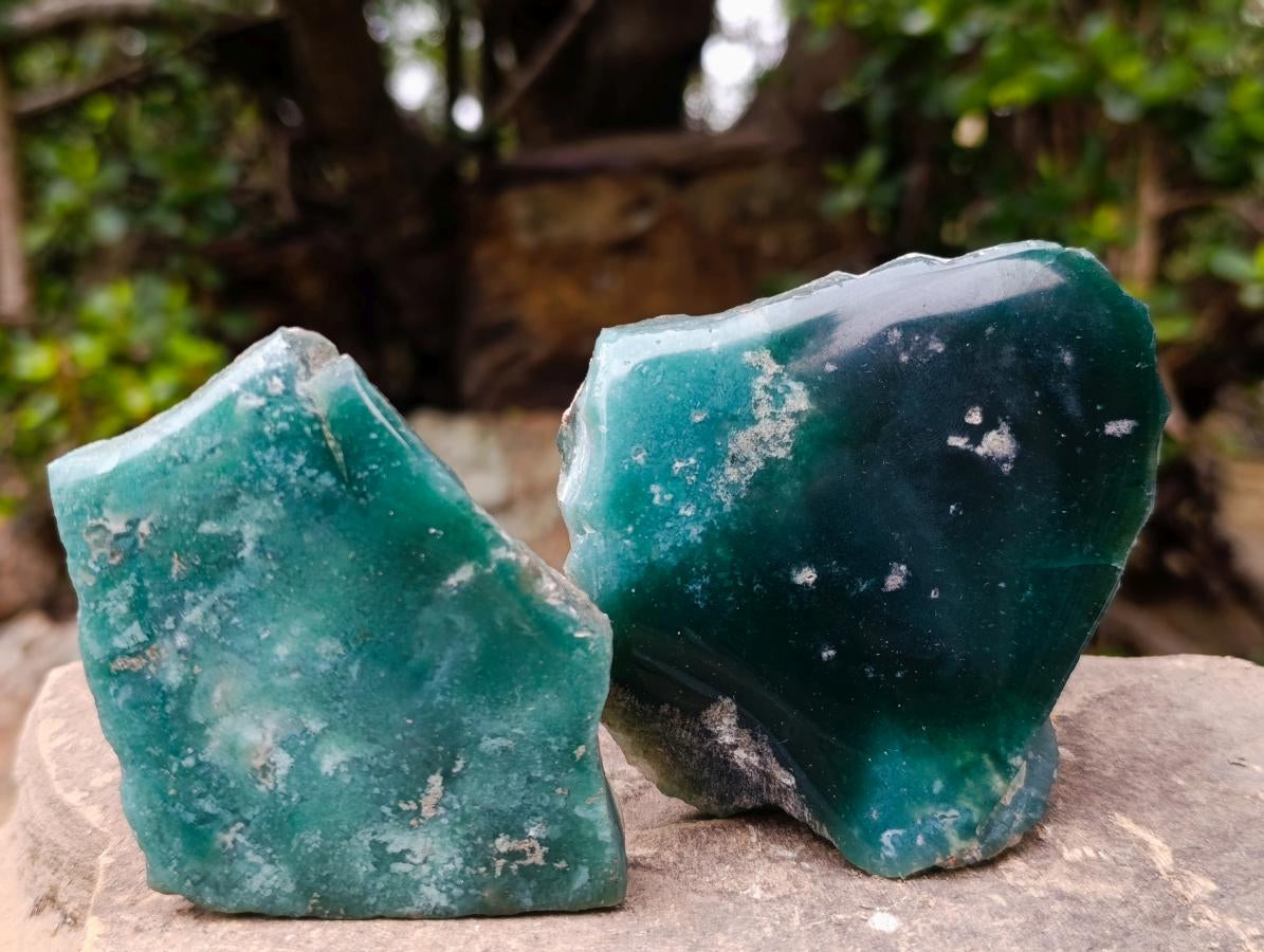 Polished On One Side Mtorolite Chrysoprase Slices x 12 From Mutorashanga, Zimbabwe - Toprock Gemstones and Minerals 