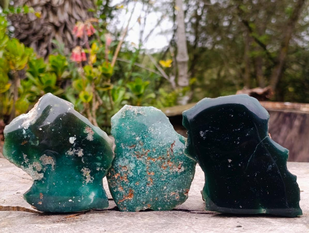 Polished On One Side Mtorolite Chrysoprase Slices x 12 From Mutorashanga, Zimbabwe - Toprock Gemstones and Minerals 