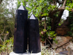 Polished Double Terminated Black Basalt Crystal and Crystal Points x 6 From Madagascar - Toprock Gemstones and Minerals 