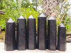 Polished Double Terminated Black Basalt Crystal and Crystal Points x 6 From Madagascar - Toprock Gemstones and Minerals 