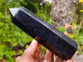 Polished Double Terminated Black Basalt Crystal and Crystal Points x 6 From Madagascar - Toprock Gemstones and Minerals 