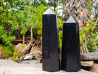 Polished Double Terminated Black Basalt Crystal and Crystal Points x 6 From Madagascar - Toprock Gemstones and Minerals 
