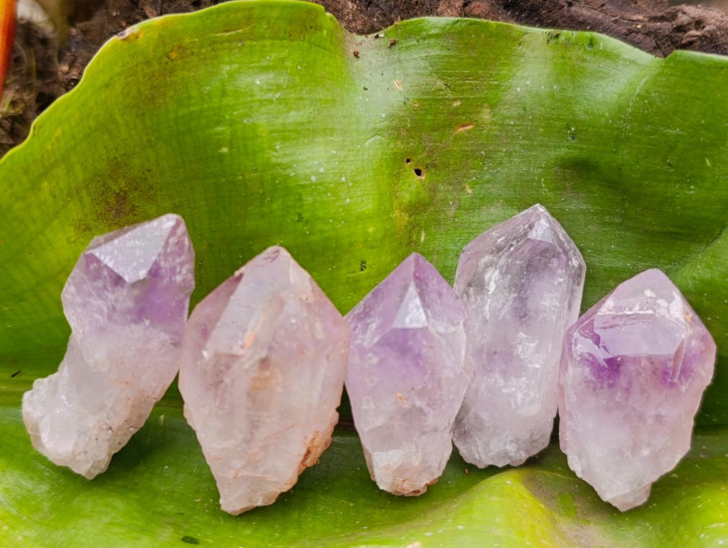 Natural Jacaranda Amethyst Single Crystals x 35 From Mumbwa, Zambia - Toprock Gemstones and Minerals 