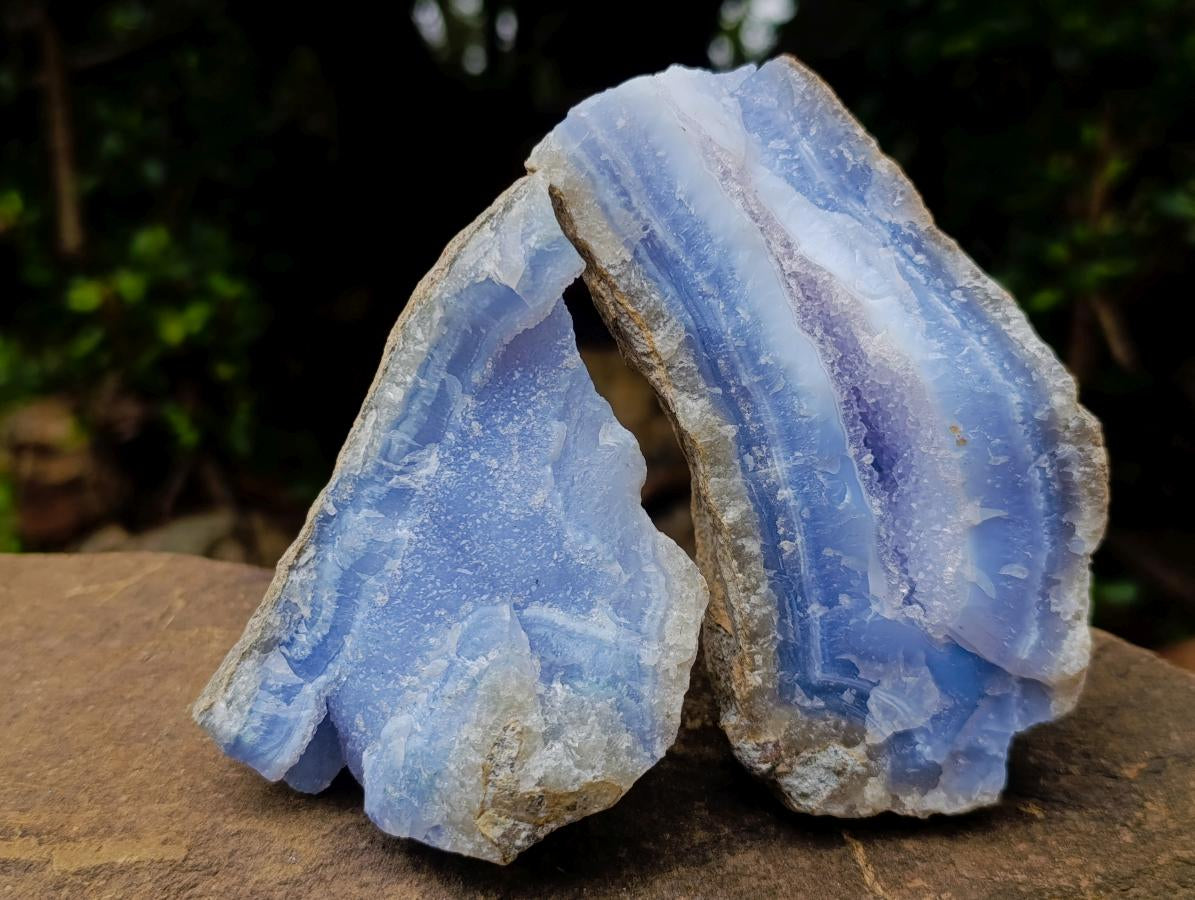 Natural Blue Lace Agate Specimens x 6 From Nsanje, Malawi - Toprock Gemstones and Minerals 