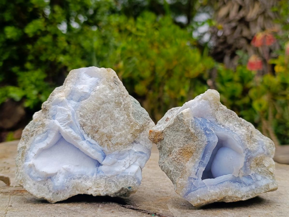 Natural Blue Lace Agate Specimens x 6 From Nsanje, Malawi - Toprock Gemstones and Minerals 