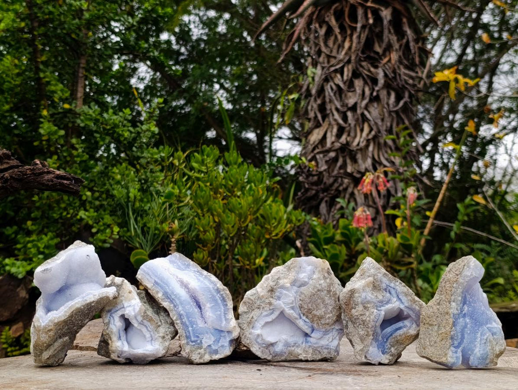Natural Blue Lace Agate Specimens x 6 From Nsanje, Malawi - Toprock Gemstones and Minerals 