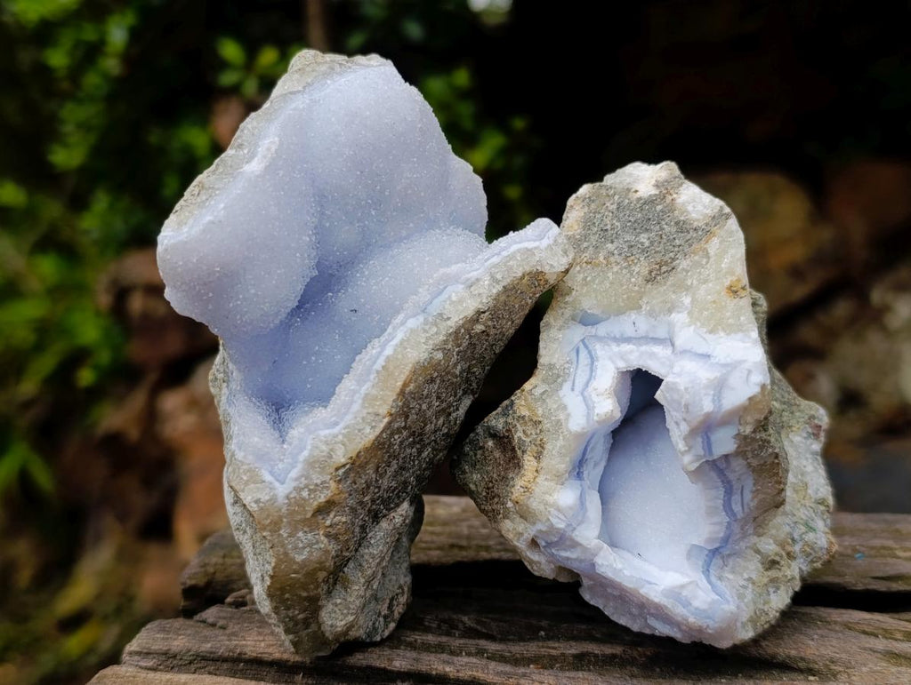 Natural Blue Lace Agate Specimens x 6 From Nsanje, Malawi - Toprock Gemstones and Minerals 
