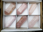 Polished Double Terminated Gemmy Rose Quartz Crystals x 6 From Madagascar - Toprock Gemstones and Minerals 