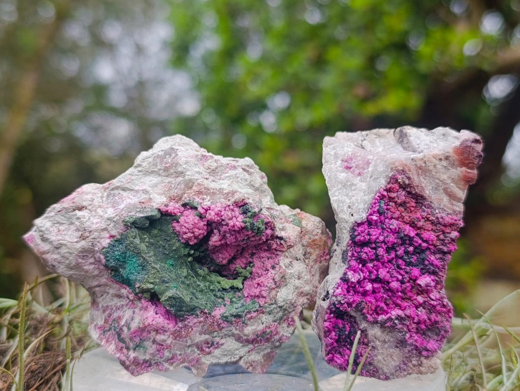 Natural Salrose Cobaltoan Dolomite with Malachite and Heterogenite Specimens x 12 From Kakanda, Congo - Toprock Gemstones and Minerals 