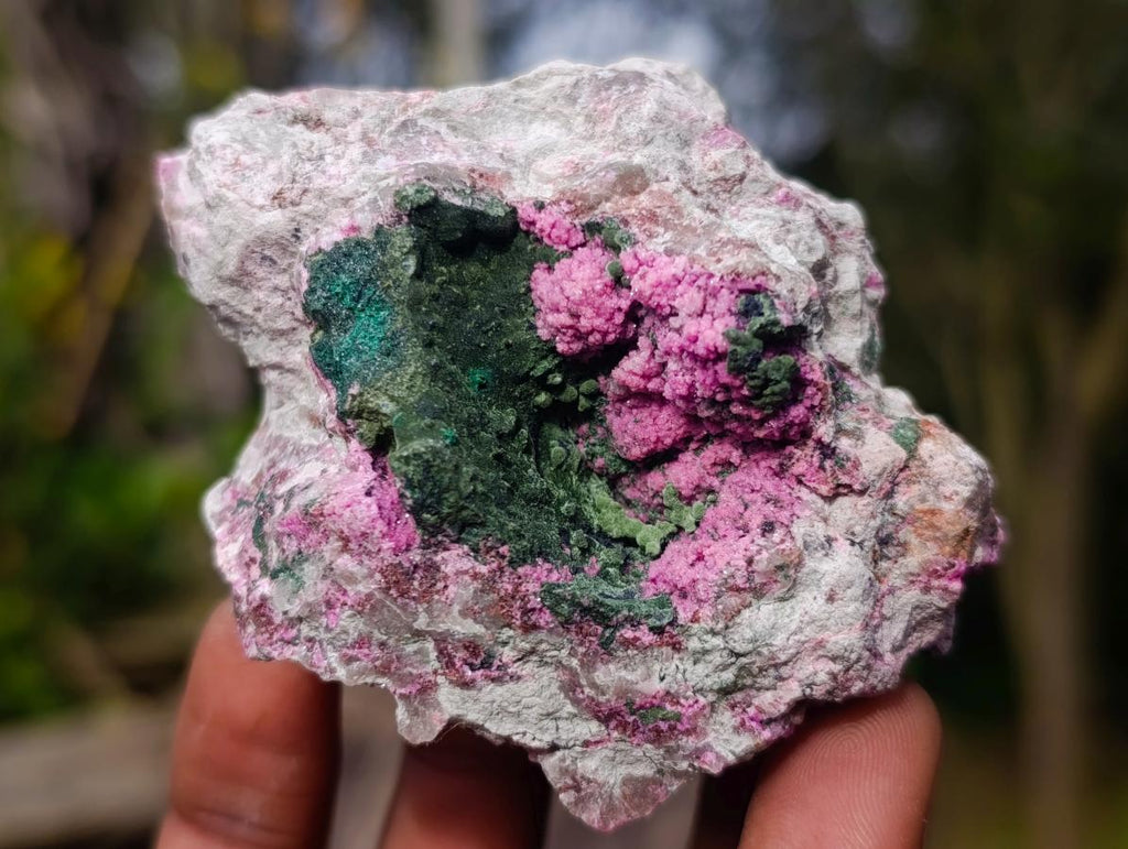 Natural Salrose Cobaltoan Dolomite with Malachite and Heterogenite Specimens x 12 From Kakanda, Congo - Toprock Gemstones and Minerals 