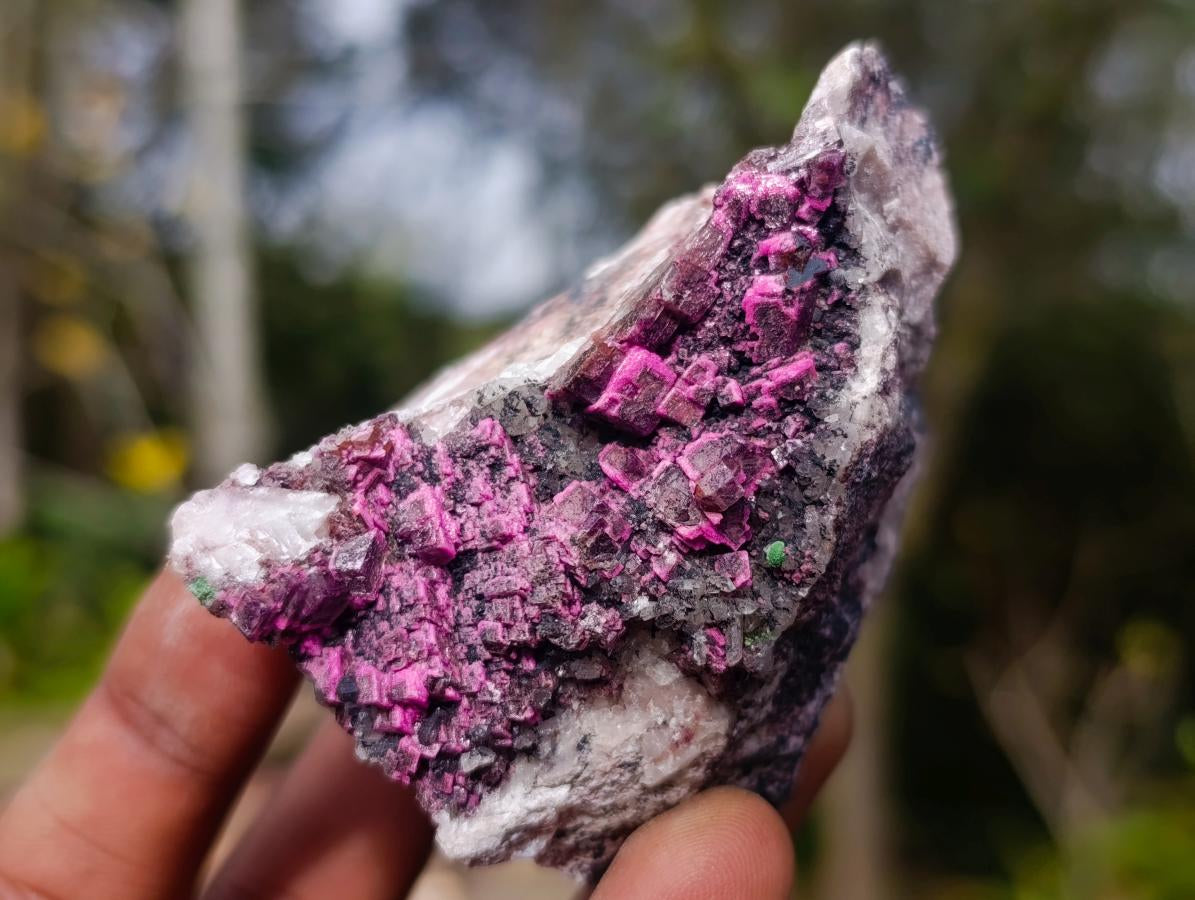 Natural Salrose Cobaltoan Dolomite with Malachite and Heterogenite Specimens x 12 From Kakanda, Congo - Toprock Gemstones and Minerals 