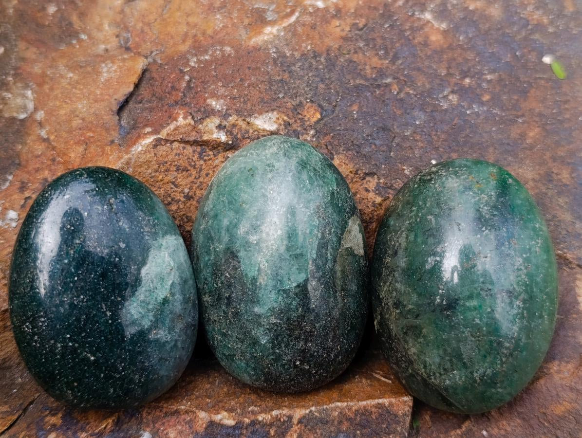 Polished Fuchsite Quartz Galets x 20 From Andakatany, Madagascar - Toprock Gemstones and Minerals 