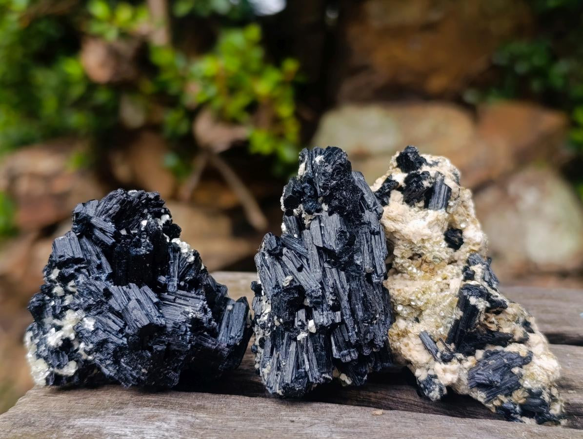 Natural Schorl Black Tourmaline with Muscovite Mica Specimens x 12 From Erongo, Namibia - Toprock Gemstones and Minerals 