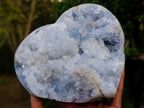 Polished Large Blue Celestite Geode Gemstone Heart x 1 From Sakoany, Madagascar - Toprock Gemstones and Minerals 