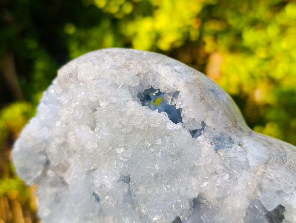 Polished Large Blue Celestite Geode Gemstone Heart x 1 From Sakoany, Madagascar - Toprock Gemstones and Minerals 