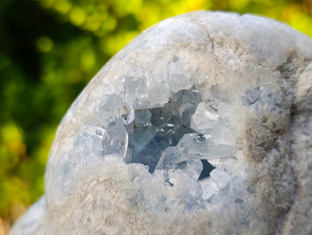 Polished Large Blue Celestite Geode Gemstone Heart x 1 From Sakoany, Madagascar - Toprock Gemstones and Minerals 