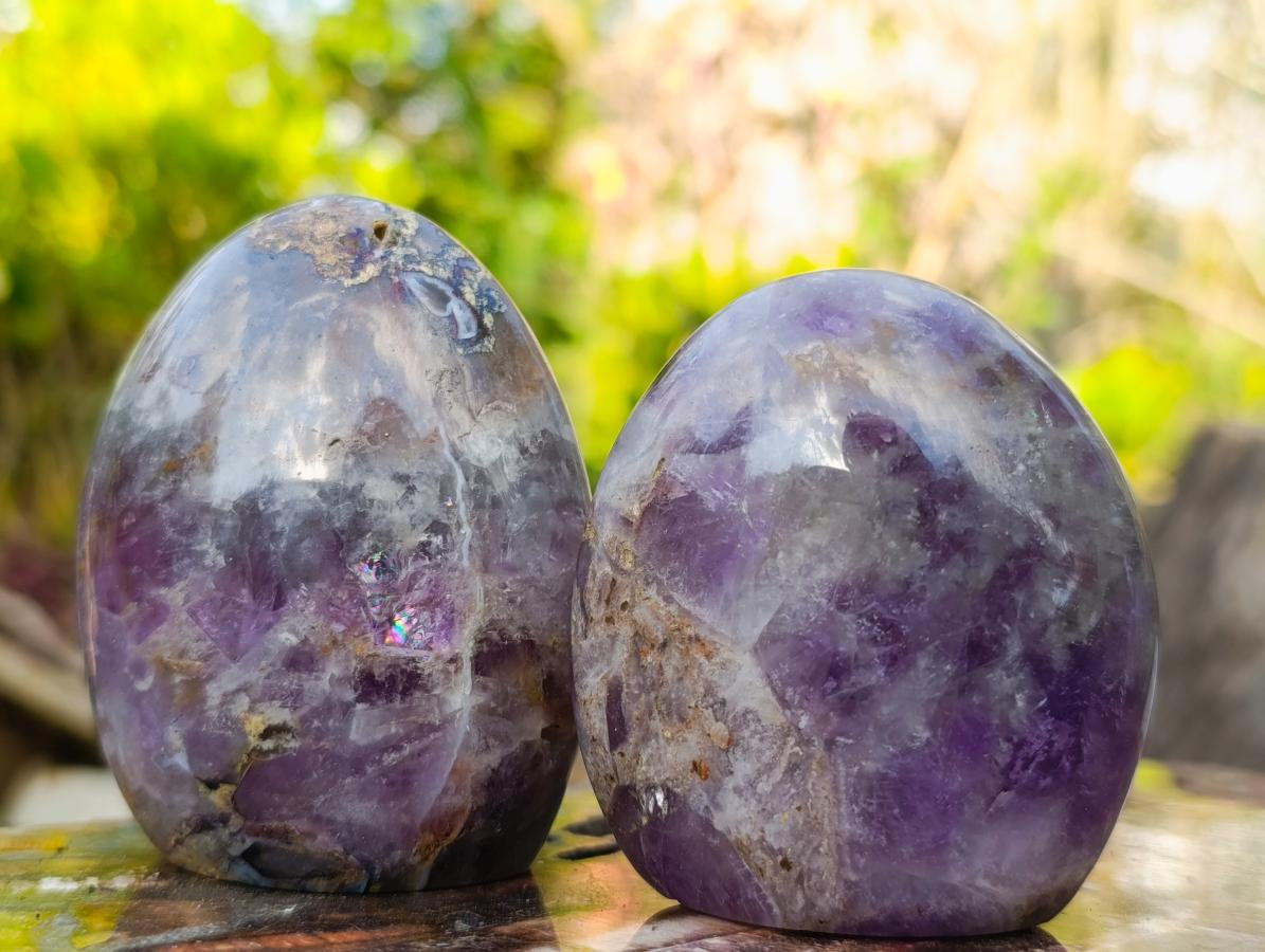 Polished Purple Chevron Amethyst Standing Display Pieces x 6 From Madagascar - Toprock Gemstones and Minerals 