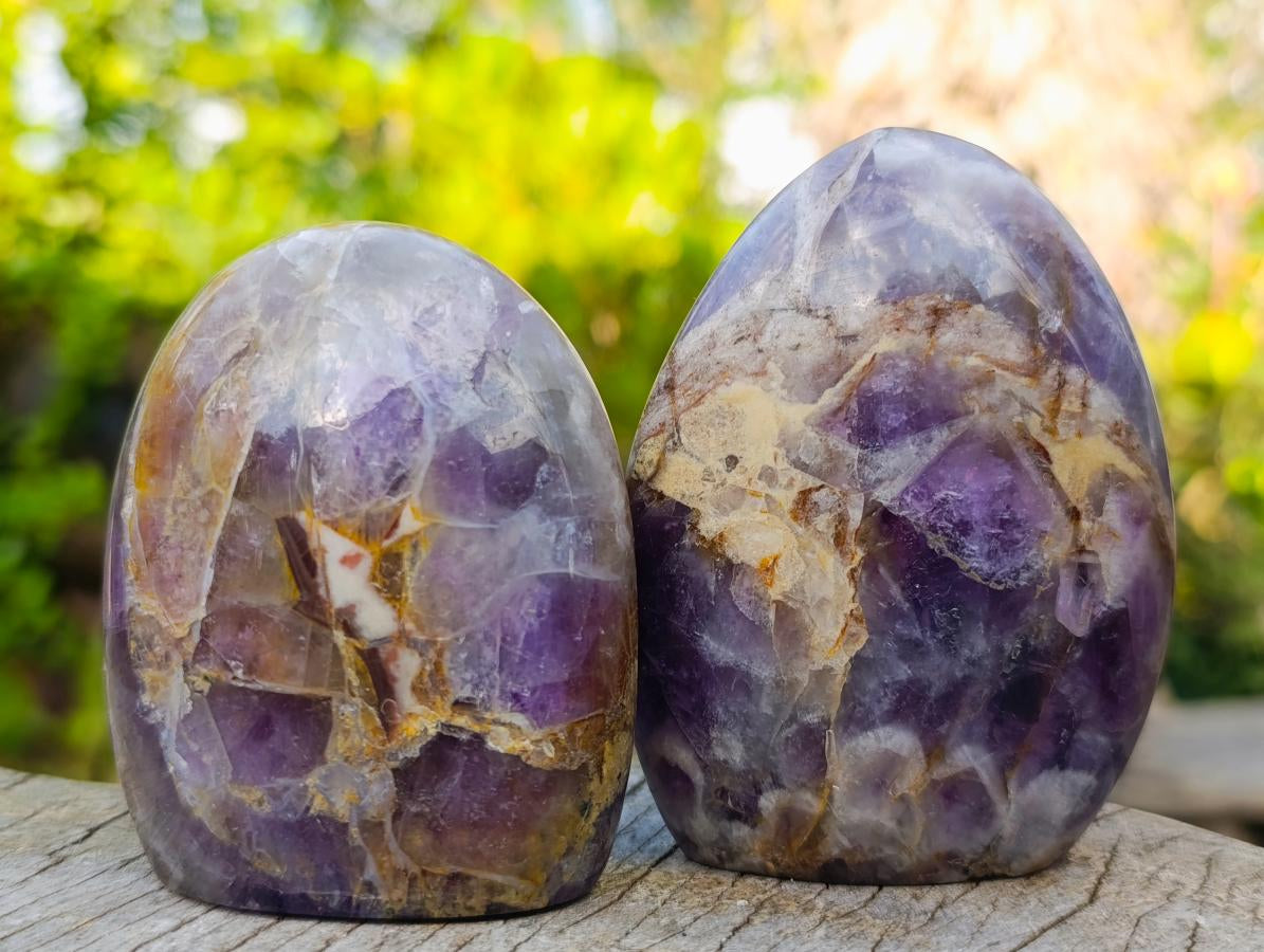 Polished Purple Chevron Amethyst Standing Display Pieces x 6 From Madagascar - Toprock Gemstones and Minerals 