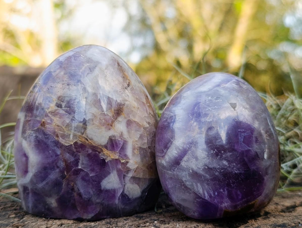 Polished Purple Chevron Amethyst Standing Display Pieces x 6 From Madagascar - Toprock Gemstones and Minerals 