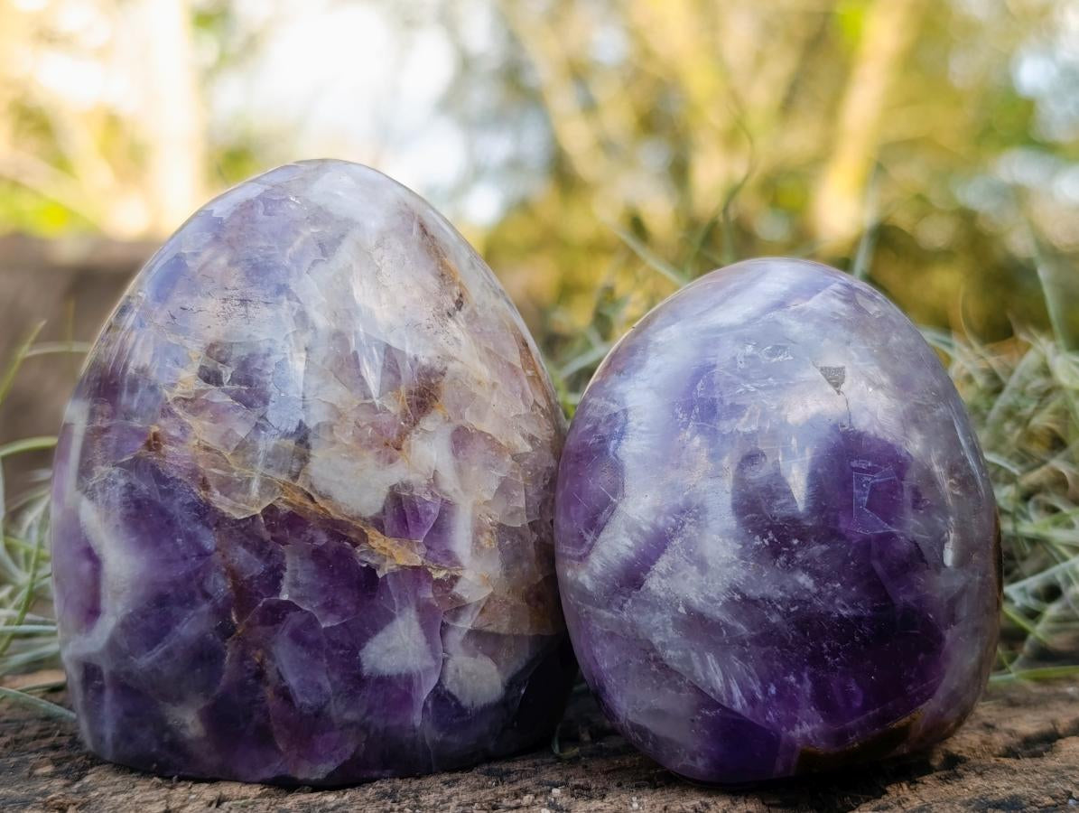 Polished Purple Chevron Amethyst Standing Display Pieces x 6 From Madagascar - Toprock Gemstones and Minerals 