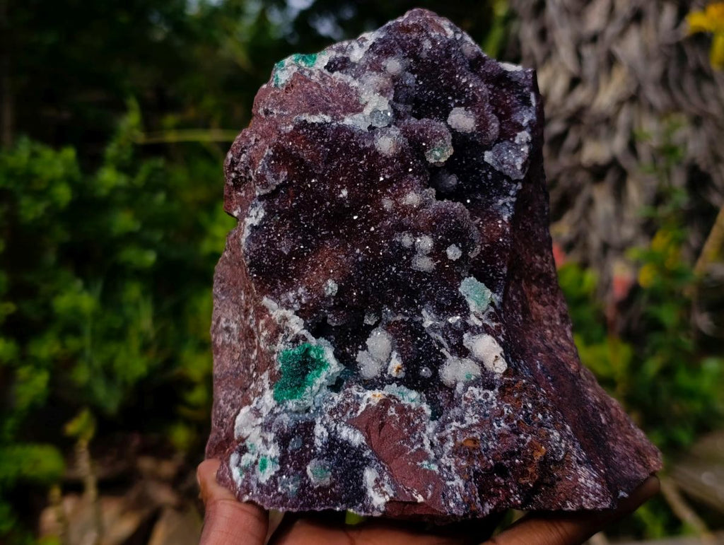 Natural Large Drusy Quartz Coated Ball Malachite on Red Dolomite Specimen x 1 From Mindingi Mine, Kambove, Congo - Toprock Gemstones and Minerals 