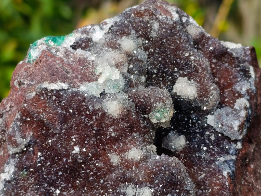 Natural Large Drusy Quartz Coated Ball Malachite on Red Dolomite Specimen x 1 From Mindingi Mine, Kambove, Congo - Toprock Gemstones and Minerals 