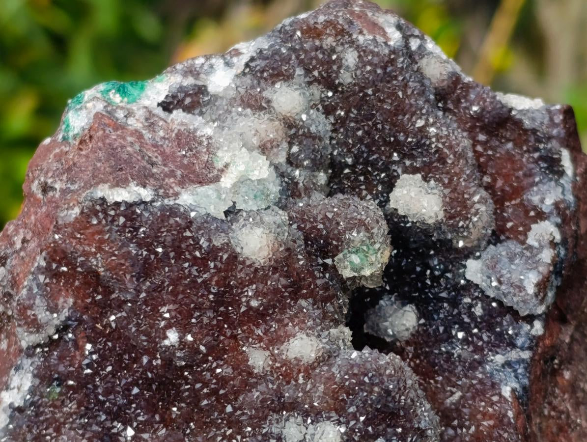 Natural Large Drusy Quartz Coated Ball Malachite on Red Dolomite Specimen x 1 From Mindingi Mine, Kambove, Congo - Toprock Gemstones and Minerals 