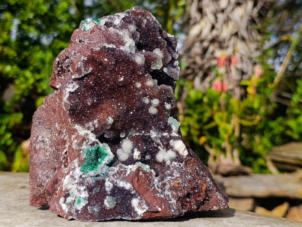 Natural Large Drusy Quartz Coated Ball Malachite on Red Dolomite Specimen x 1 From Mindingi Mine, Kambove, Congo - Toprock Gemstones and Minerals 