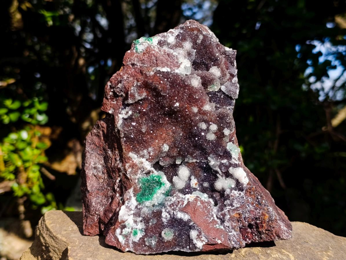 Natural Large Drusy Quartz Coated Ball Malachite on Red Dolomite Specimen x 1 From Mindingi Mine, Kambove, Congo - Toprock Gemstones and Minerals 