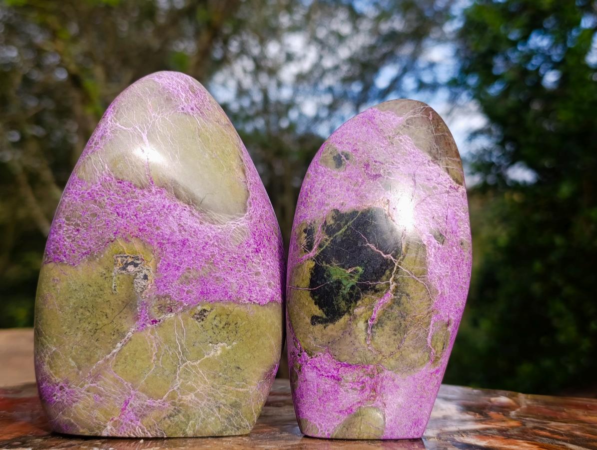 Polished Stichtite Standing Display Pieces x 2 From Barberton, South Africa - Toprock Gemstones and Minerals 