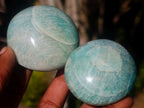 Polished Amazonite Palm Stones x 12 From Madagascar - Toprock Gemstones and Minerals 