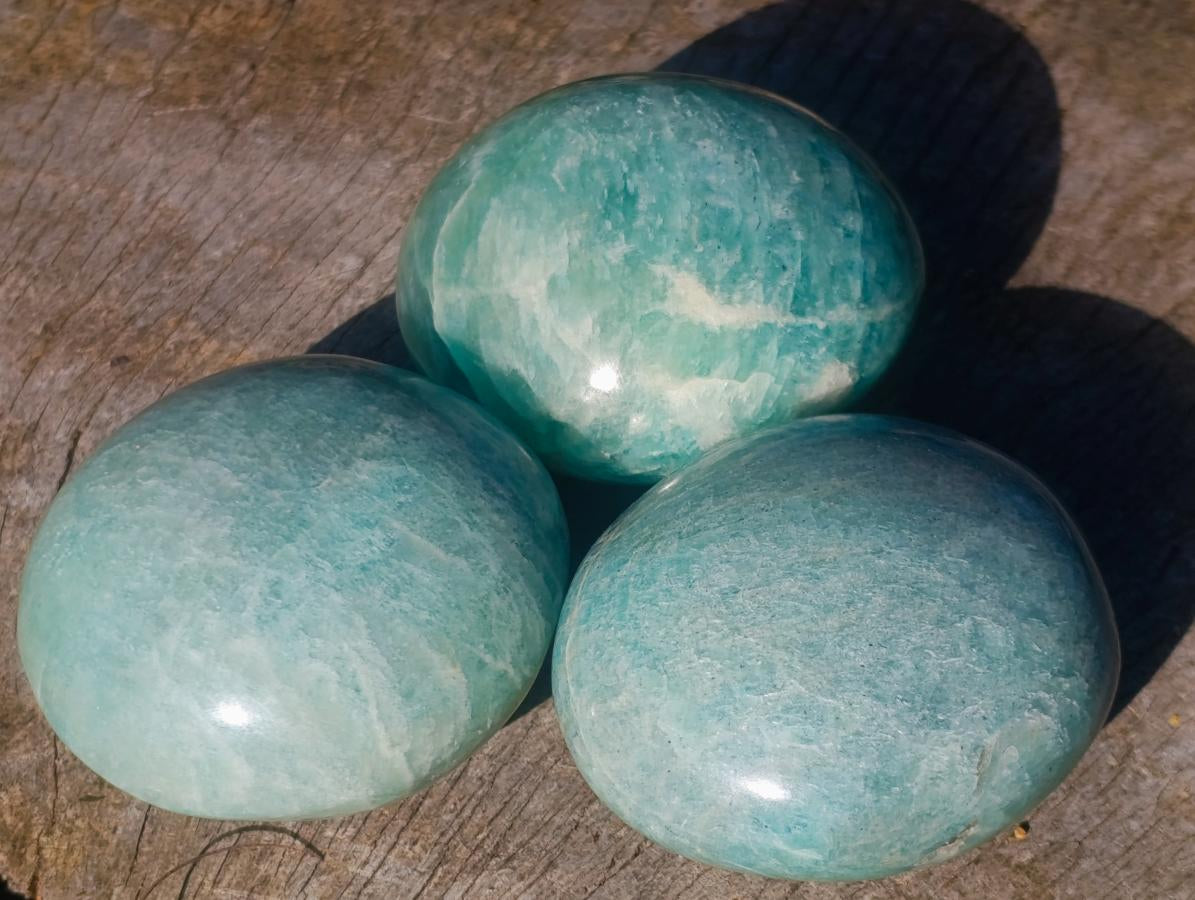 Polished Amazonite Palm Stones x 12 From Madagascar - Toprock Gemstones and Minerals 