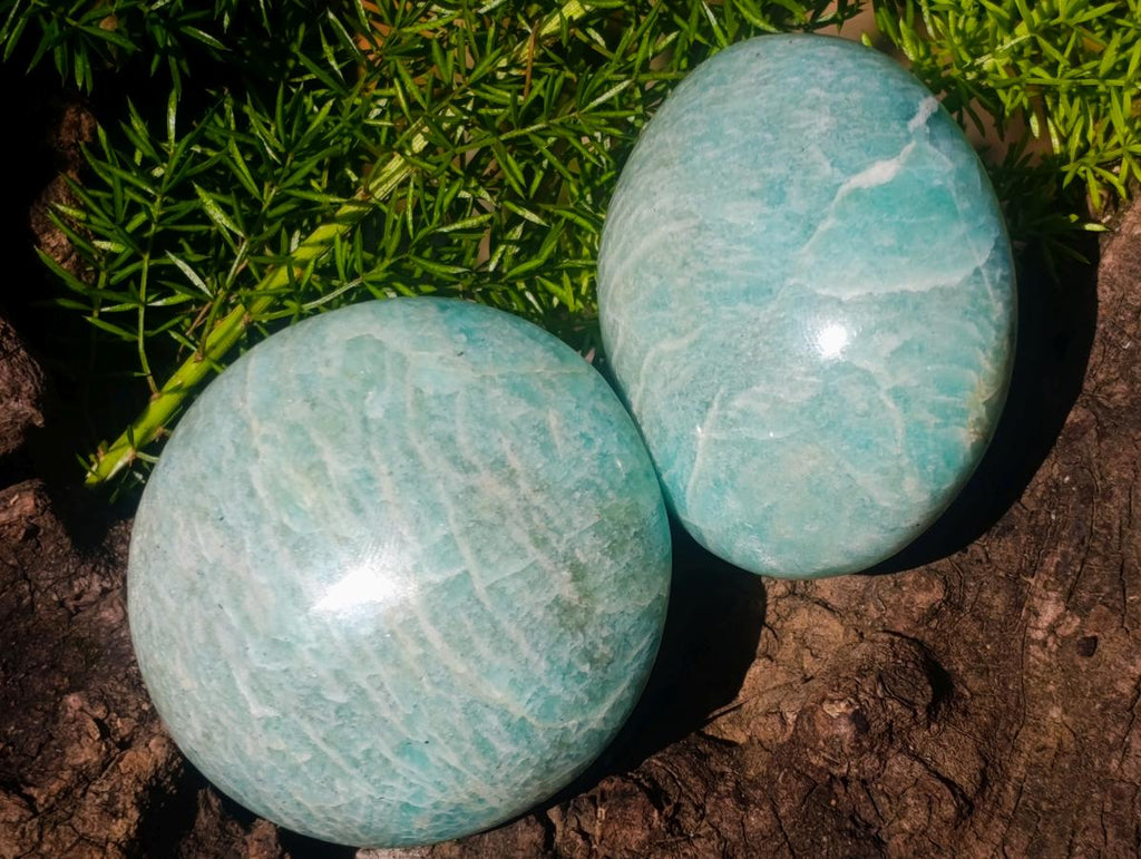 Polished Amazonite Palm Stones x 12 From Madagascar - Toprock Gemstones and Minerals 