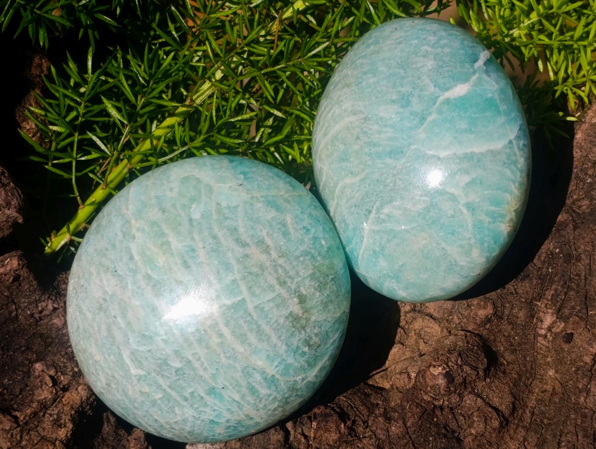 Polished Amazonite Palm Stones x 12 From Madagascar - Toprock Gemstones and Minerals 