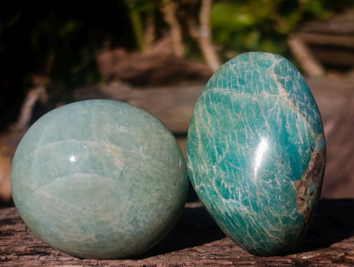 Polished Amazonite Palm Stones x 12 From Madagascar - Toprock Gemstones and Minerals 