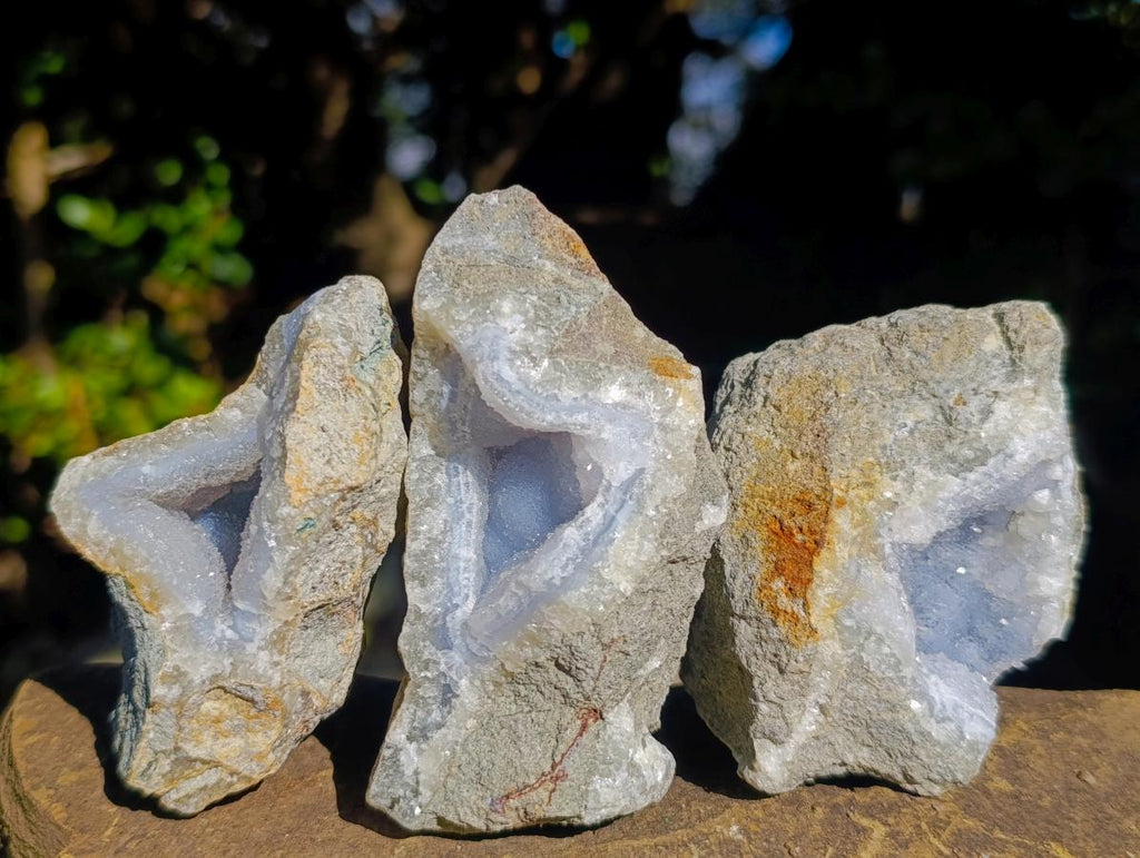 Natural Blue Lace Agate Geode Specimens x 12 From Nsanje, Malawi - Toprock Gemstones and Minerals 