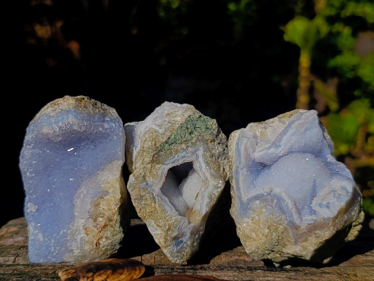Natural Blue Lace Agate Geode Specimens x 12 From Nsanje, Malawi - Toprock Gemstones and Minerals 