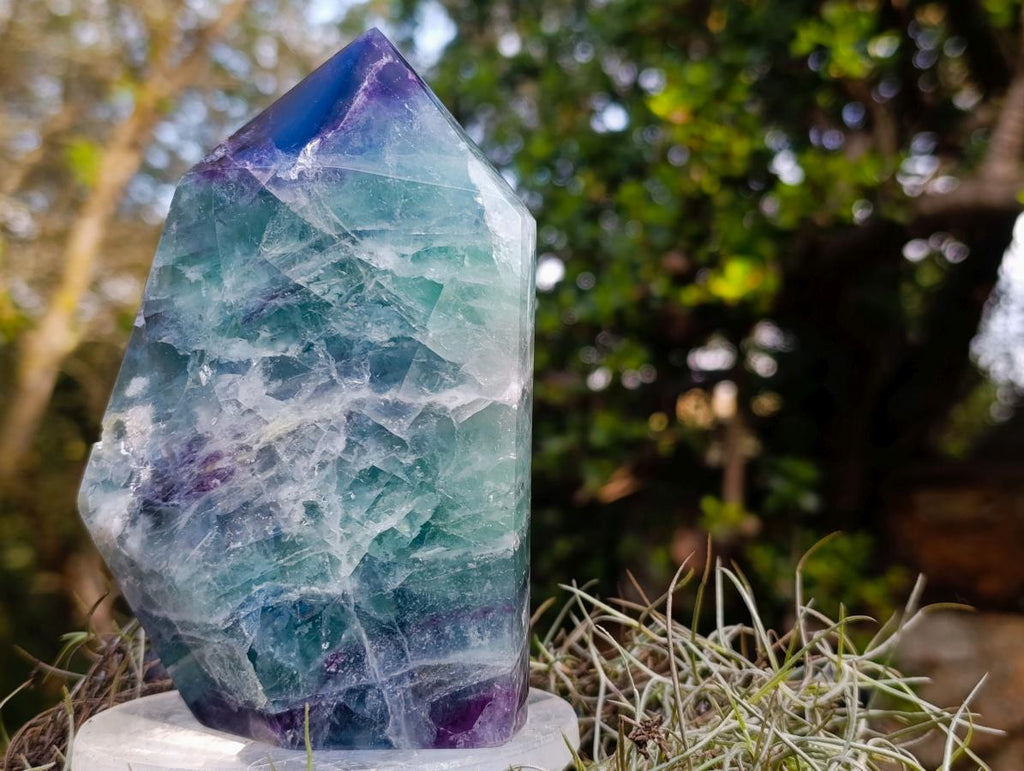 Polished Watermelon Fluorite Crystal Points x 2 From Uis, Namibia - Toprock Gemstones and Minerals 