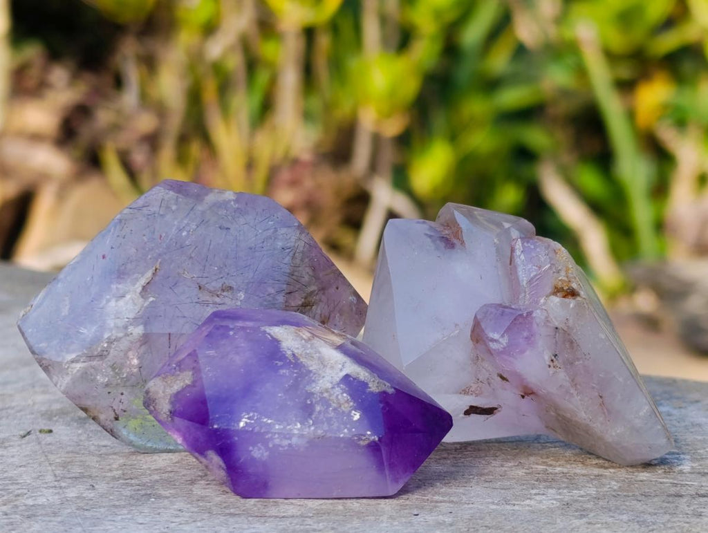 Polished Window Amethyst Crystals x 20 From Akansobe, Madagascar - Toprock Gemstones and Minerals 