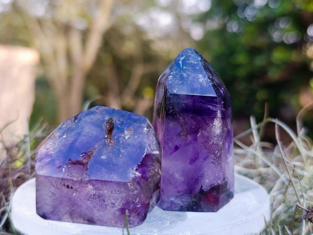 Polished Window Amethyst Crystals x 20 From Akansobe, Madagascar - Toprock Gemstones and Minerals 