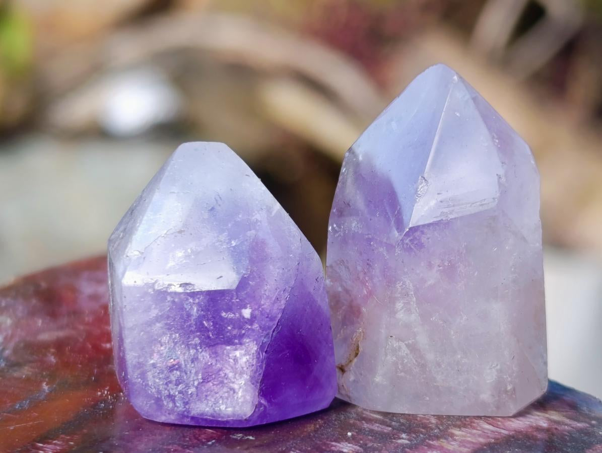 Polished Window Amethyst Crystals x 20 From Akansobe, Madagascar - Toprock Gemstones and Minerals 