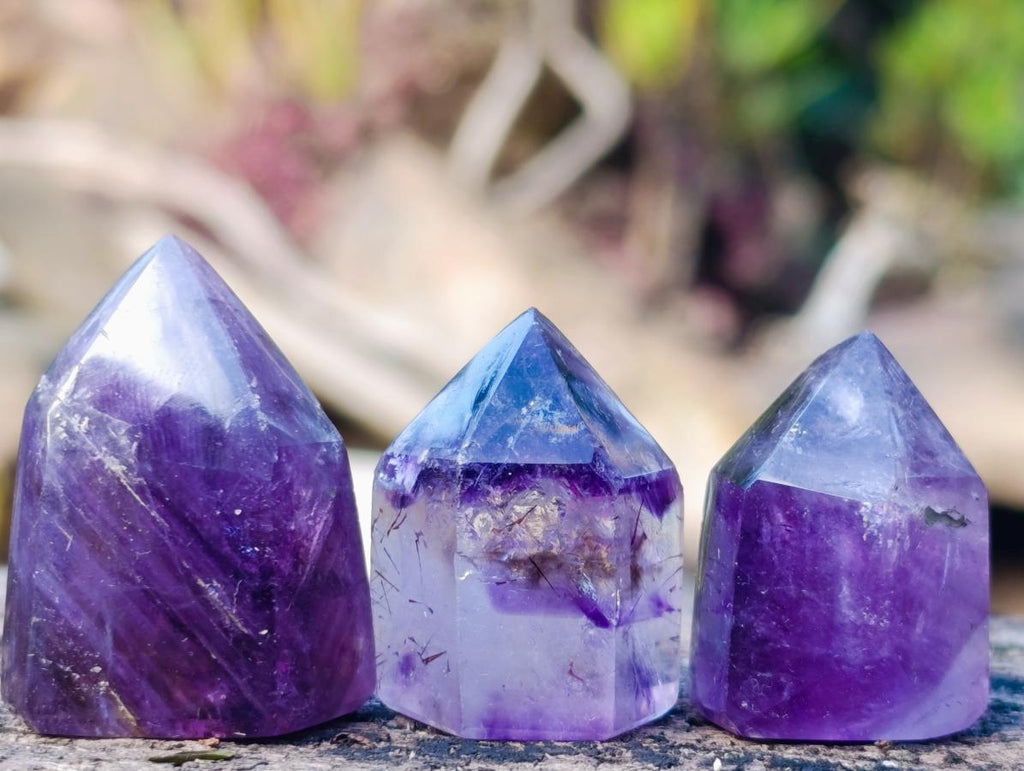 Polished Window Amethyst Crystals x 20 From Akansobe, Madagascar - Toprock Gemstones and Minerals 
