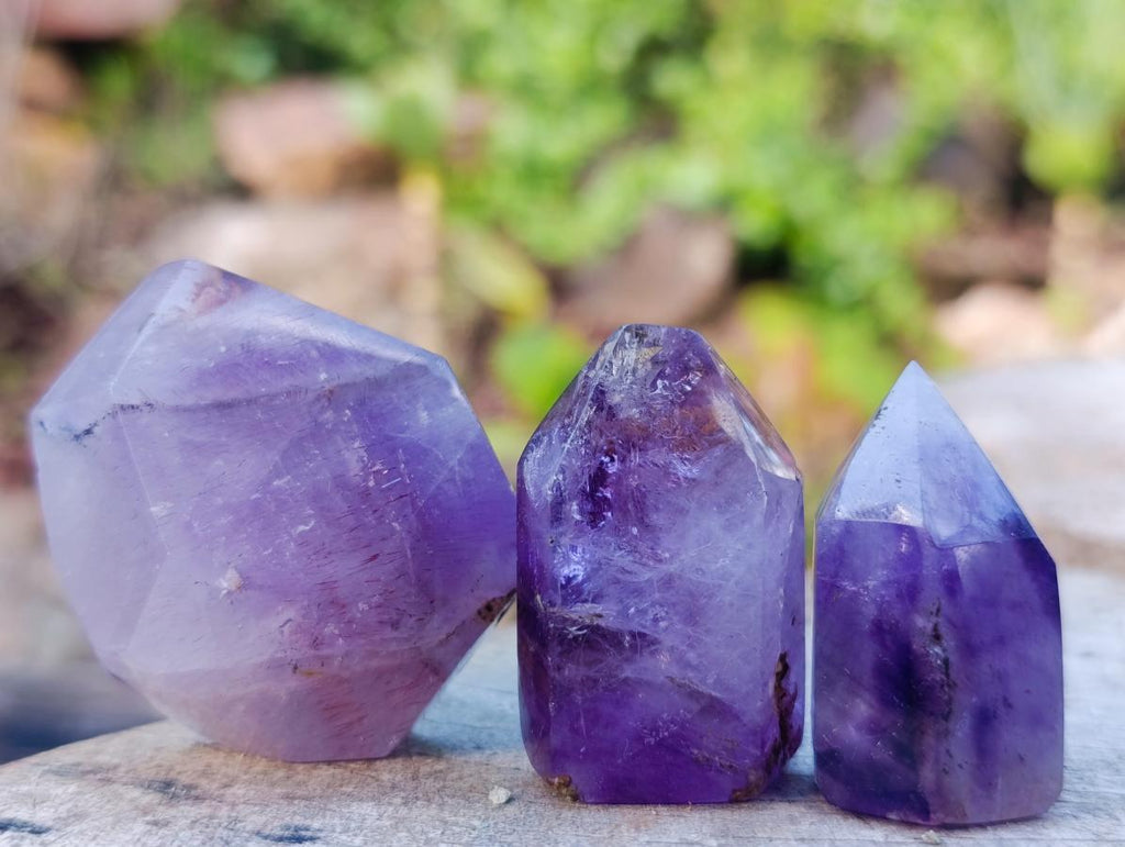 Polished Window Amethyst Crystals x 20 From Akansobe, Madagascar - Toprock Gemstones and Minerals 