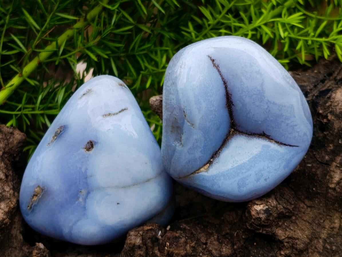 Polished Blue Lace Agate Tumbled Stones x 20 From Nsanje, Malawi - Toprock Gemstones and Minerals 