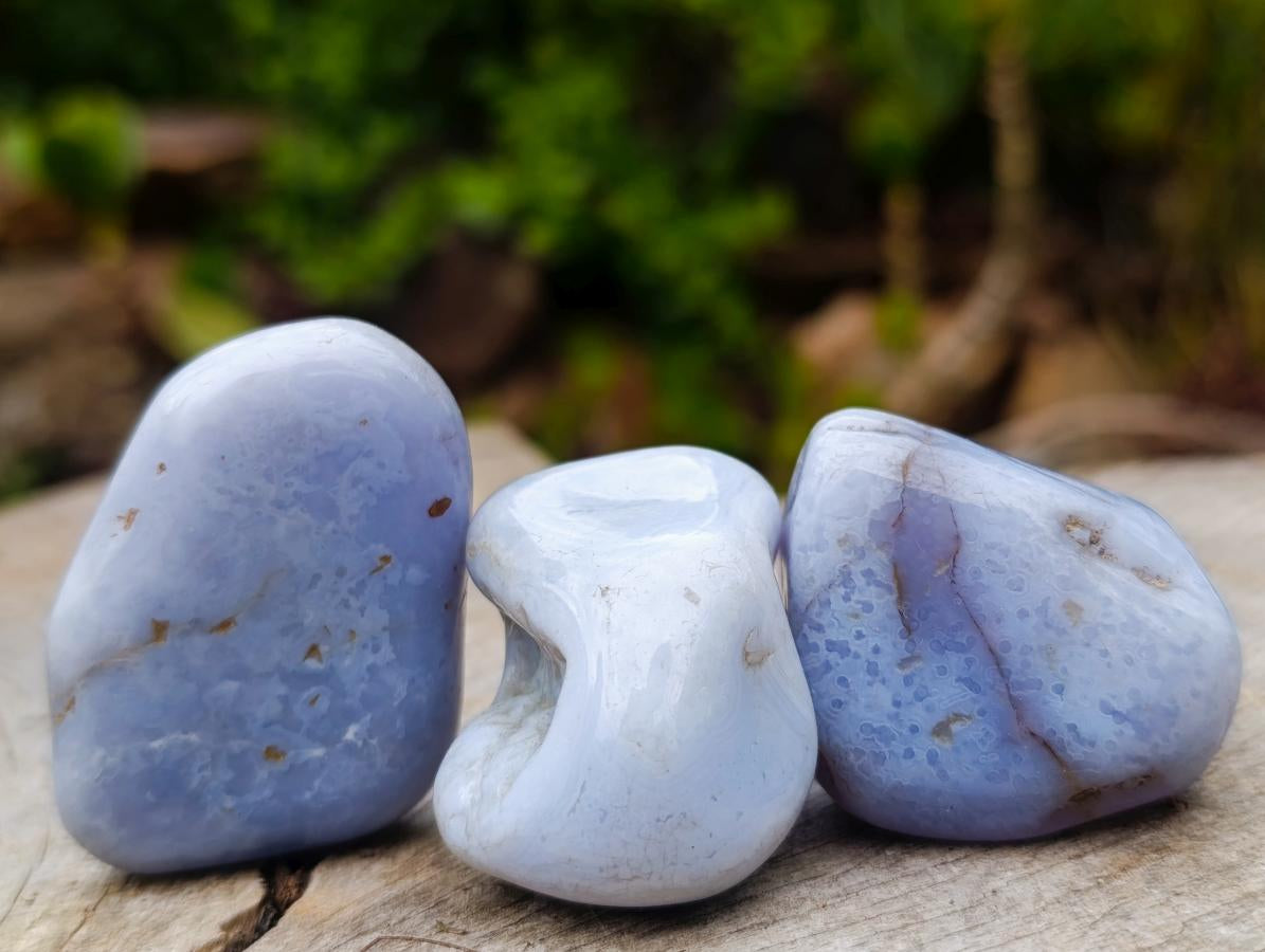 Polished Blue Lace Agate Tumbled Stones x 20 From Nsanje, Malawi - Toprock Gemstones and Minerals 