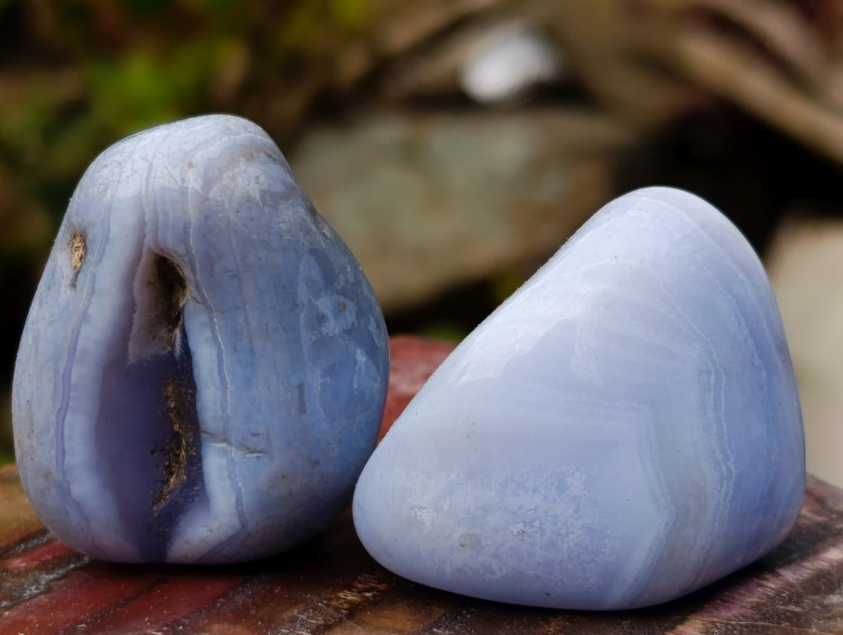 Polished Blue Lace Agate Tumbled Stones x 20 From Nsanje, Malawi - Toprock Gemstones and Minerals 
