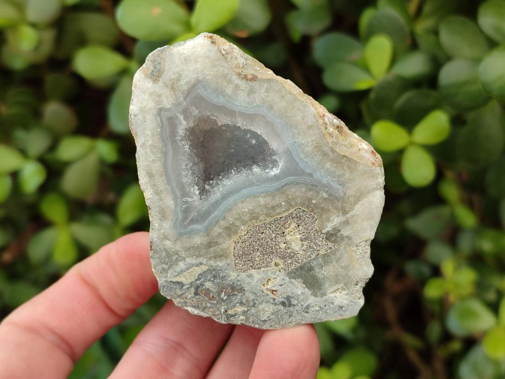 Polished On One Side Blue Lace Agate Geodes x 12 From Nsanje, Malawi - Toprock Gemstones and Minerals 